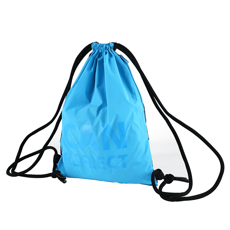 Mochila con cordón de poliéster azul