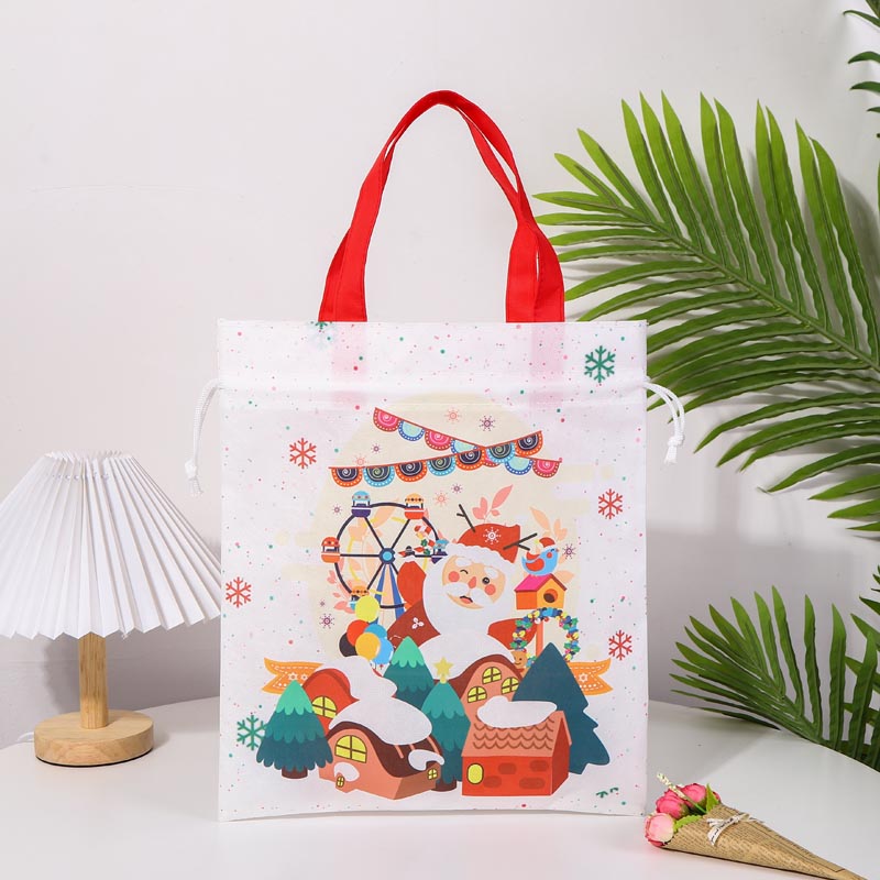 Bolsa de regalos de Navidad con cordón no tejido