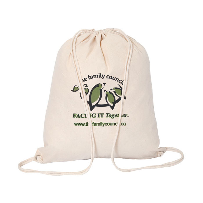 Mochila de lona de algodón con cordón