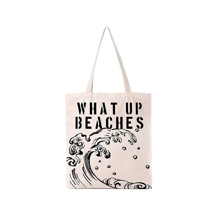 Bolso de lona de algodón con estampado de logotipo