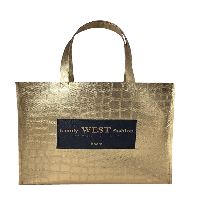 Bolsa no tejida en relieve de película de oro de reciclaje de reciclaje personalizado