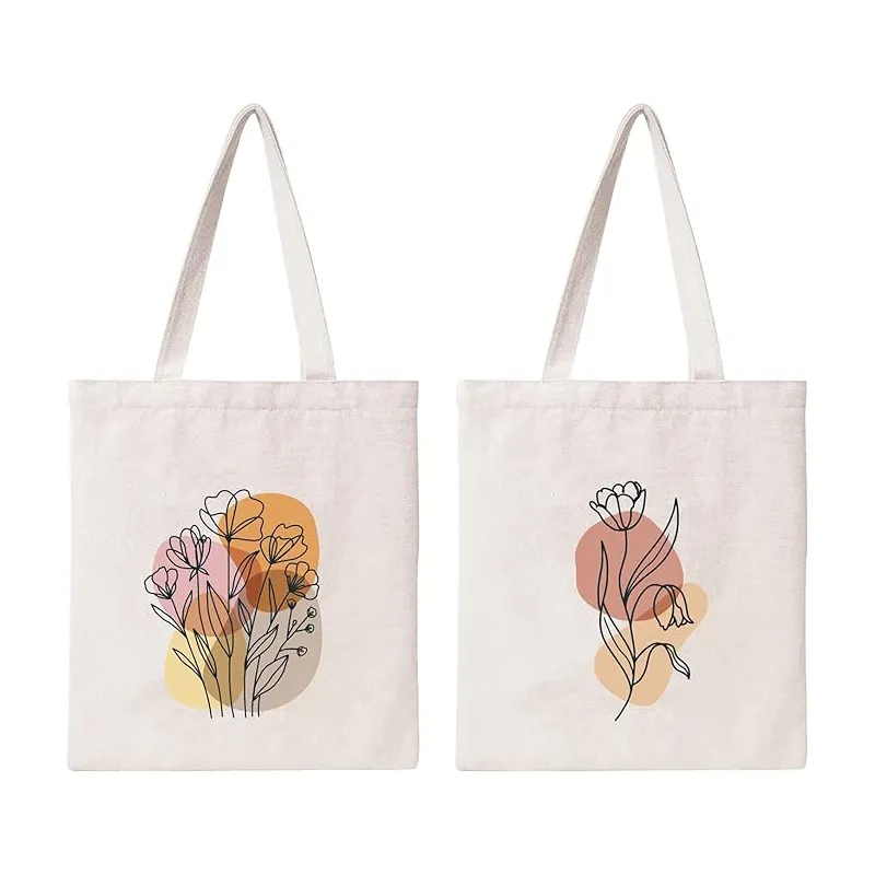 Bolso de algodón en blanco liso ecológico Diy Bolso de logotipo personalizado Bolsa de compras impresas