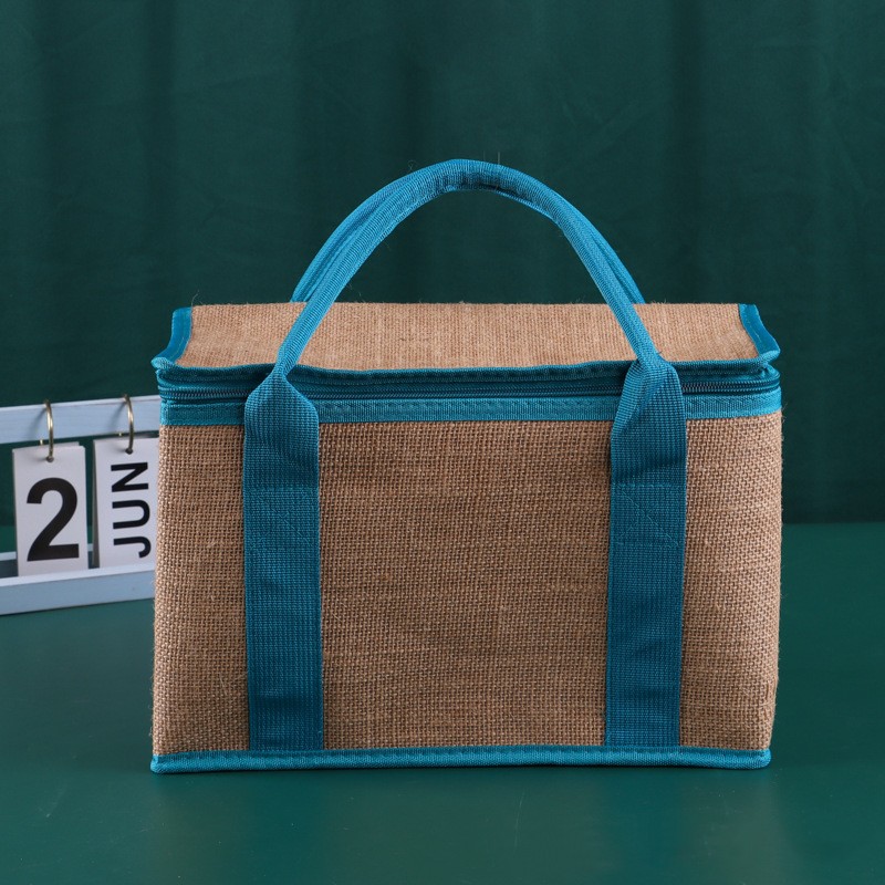 Bolsa de asas con cremallera y refrigerador de yute