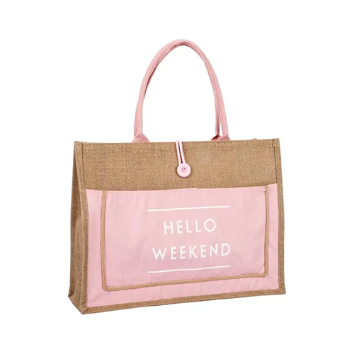 Bolsa Tote De Yute Con Letras Estampadas