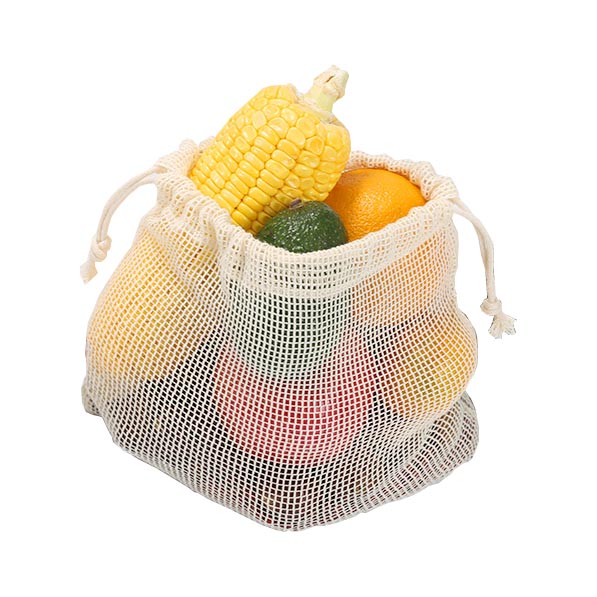 Mochila con cordón de malla vegetal
