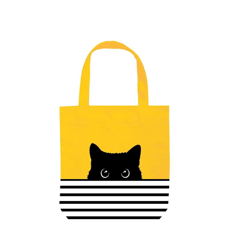 Bolsa de bolsas de compras con cabeza de gato amarilla, senderismo de excursionismo